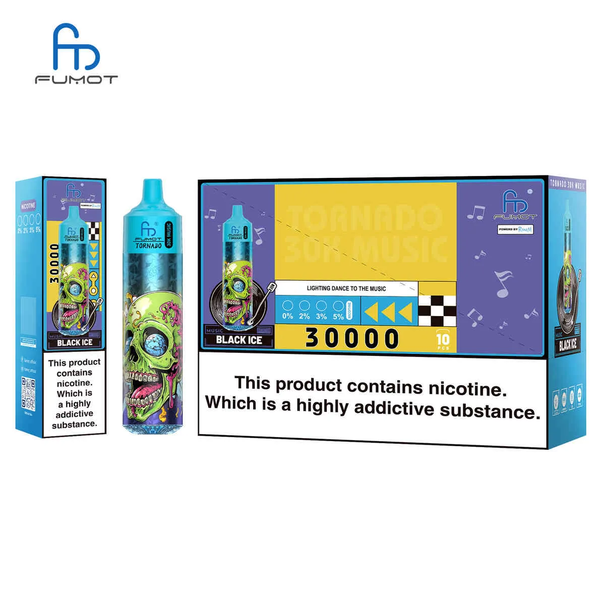 Fumot Tornado 30K Music – Vaper Desechable Recargable de 30.000 Caladas - Imagen 3