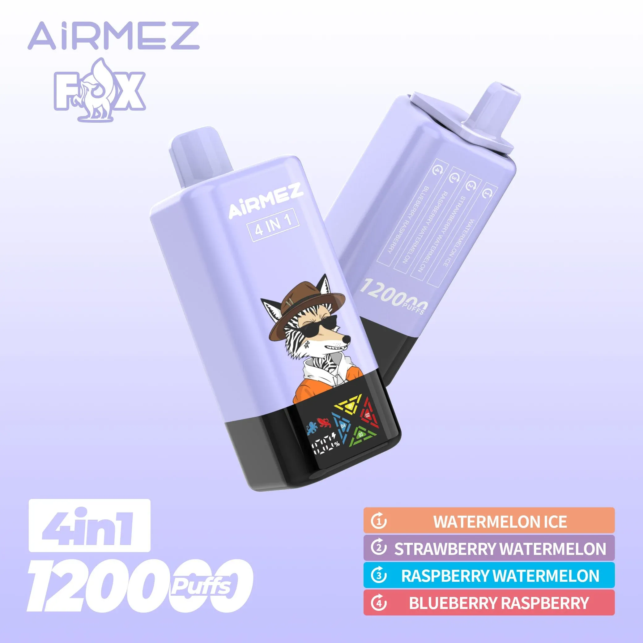 Airmez Fox 120K Puffs – Vaper Desechable Recargable 4 en 1 con Pantalla LED - Imagen 9