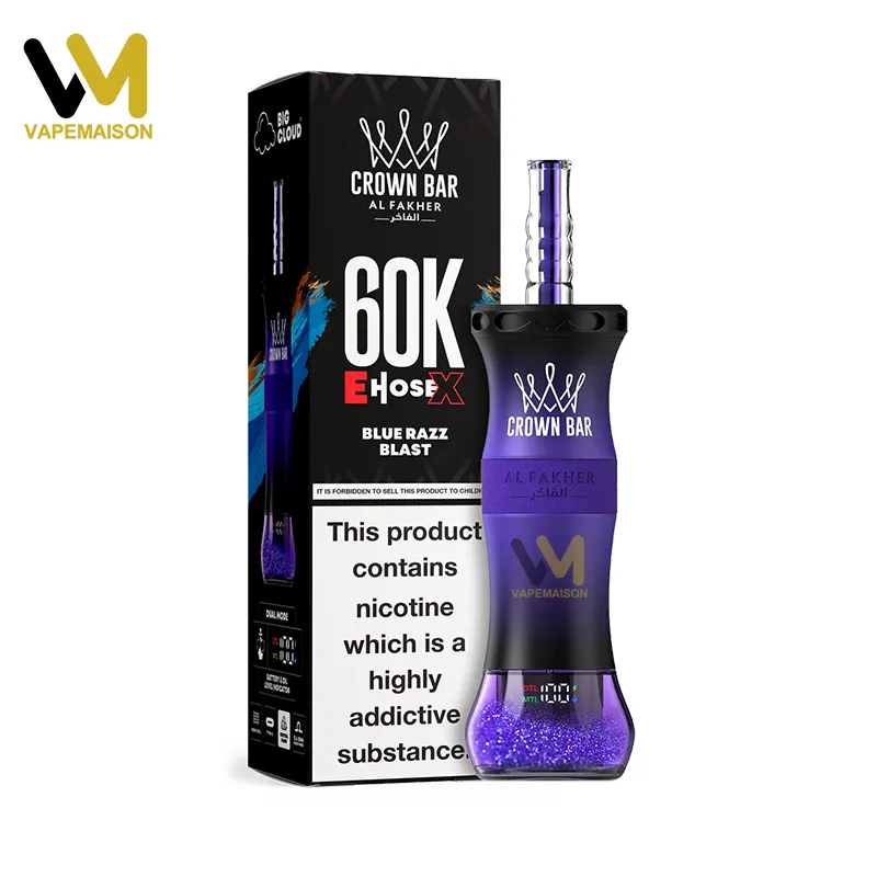 Vaper desechable Al Fakher Crown Bar E-Hose X 60K sabor Blue Razz Blast