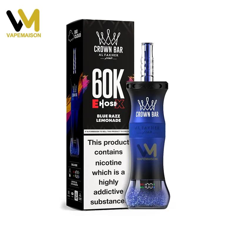 Vaper desechable Al Fakher Crown Bar E-Hose X 60K sabor Blue Razz Lemonade