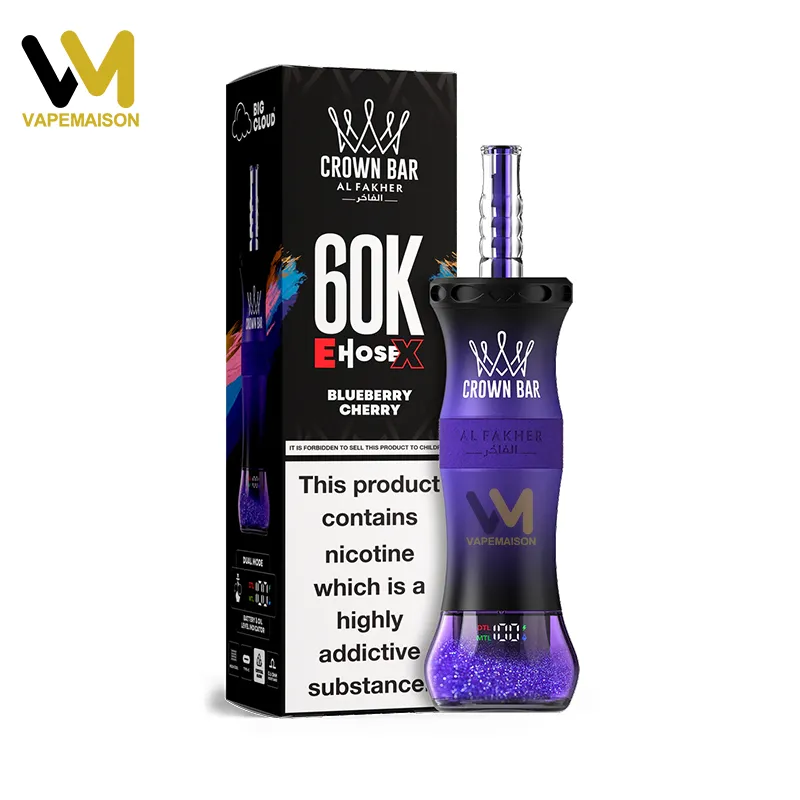 Vaper desechable Al Fakher Crown Bar E-Hose X 60K sabor Blueberry Cherry