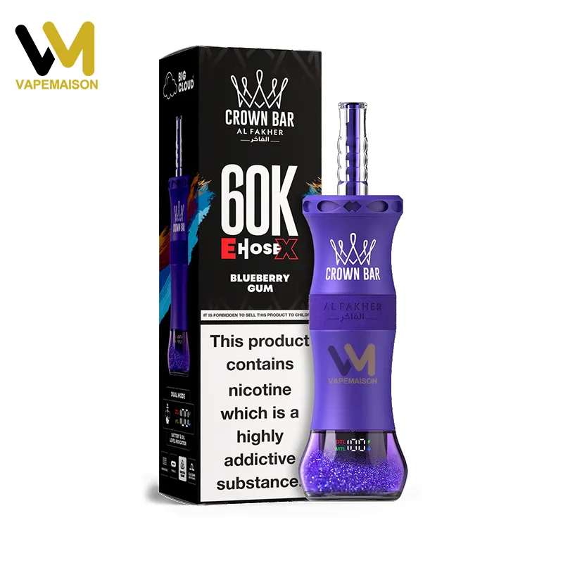Vaper desechable Al Fakher Crown Bar E-Hose X 60K sabor Blueberry Gum