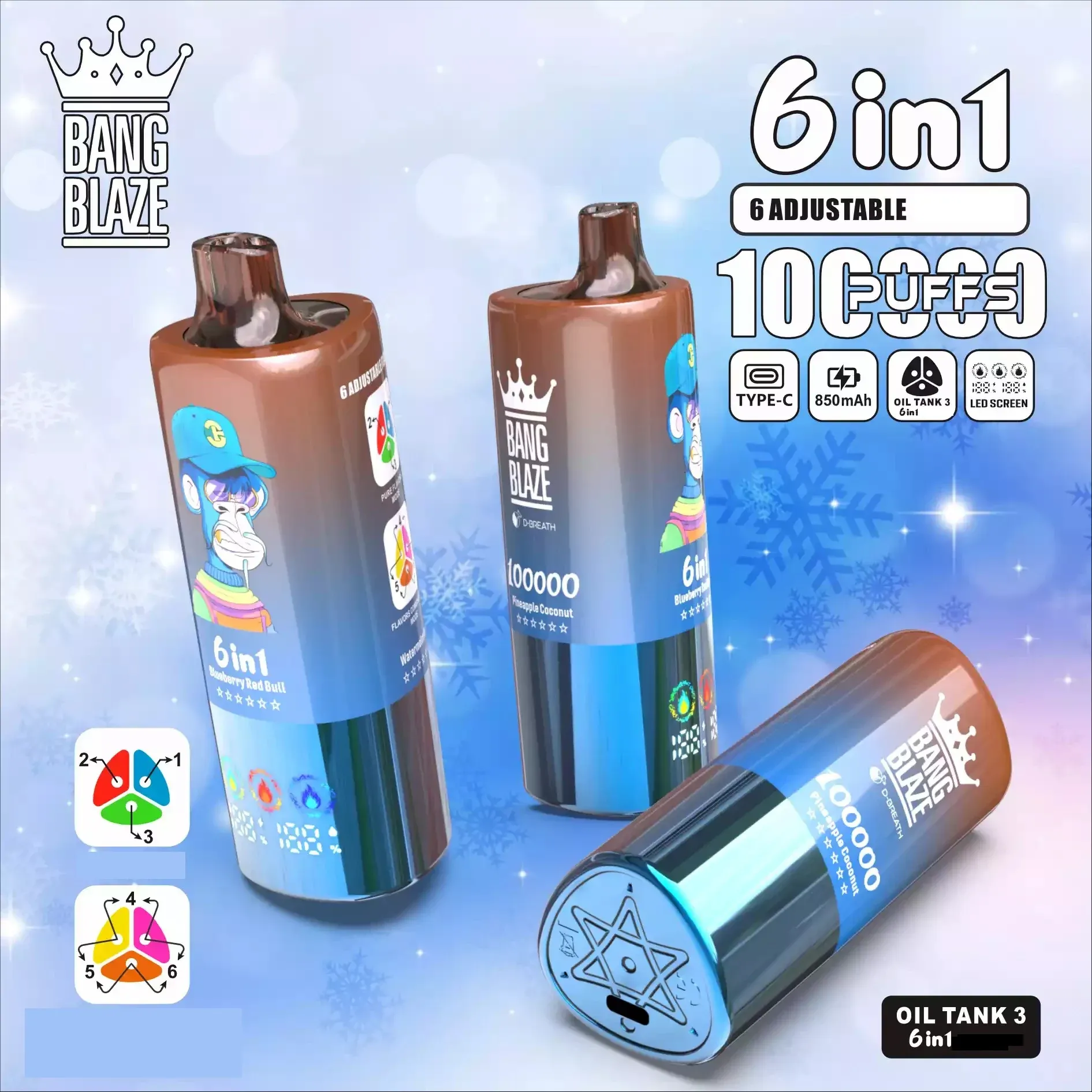 BANG BLAZE 100000 100K Puffs DSK055 – Vaper Desechable Recargable 6 en 1 - Imagen 3