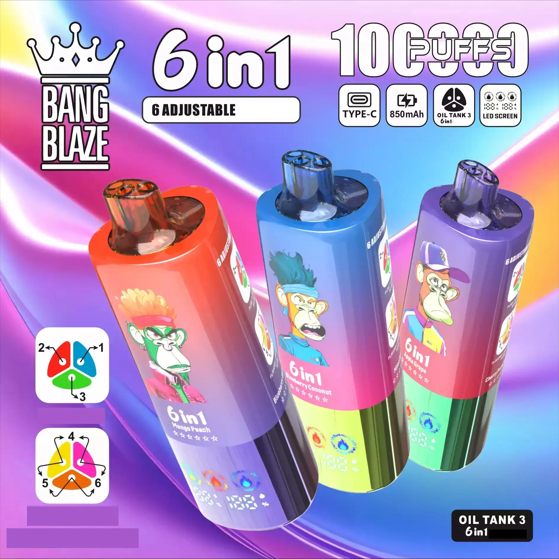 BANG BLAZE 100000 100K Puffs DSK055 – Vaper Desechable Recargable 6 en 1 - Imagen 2