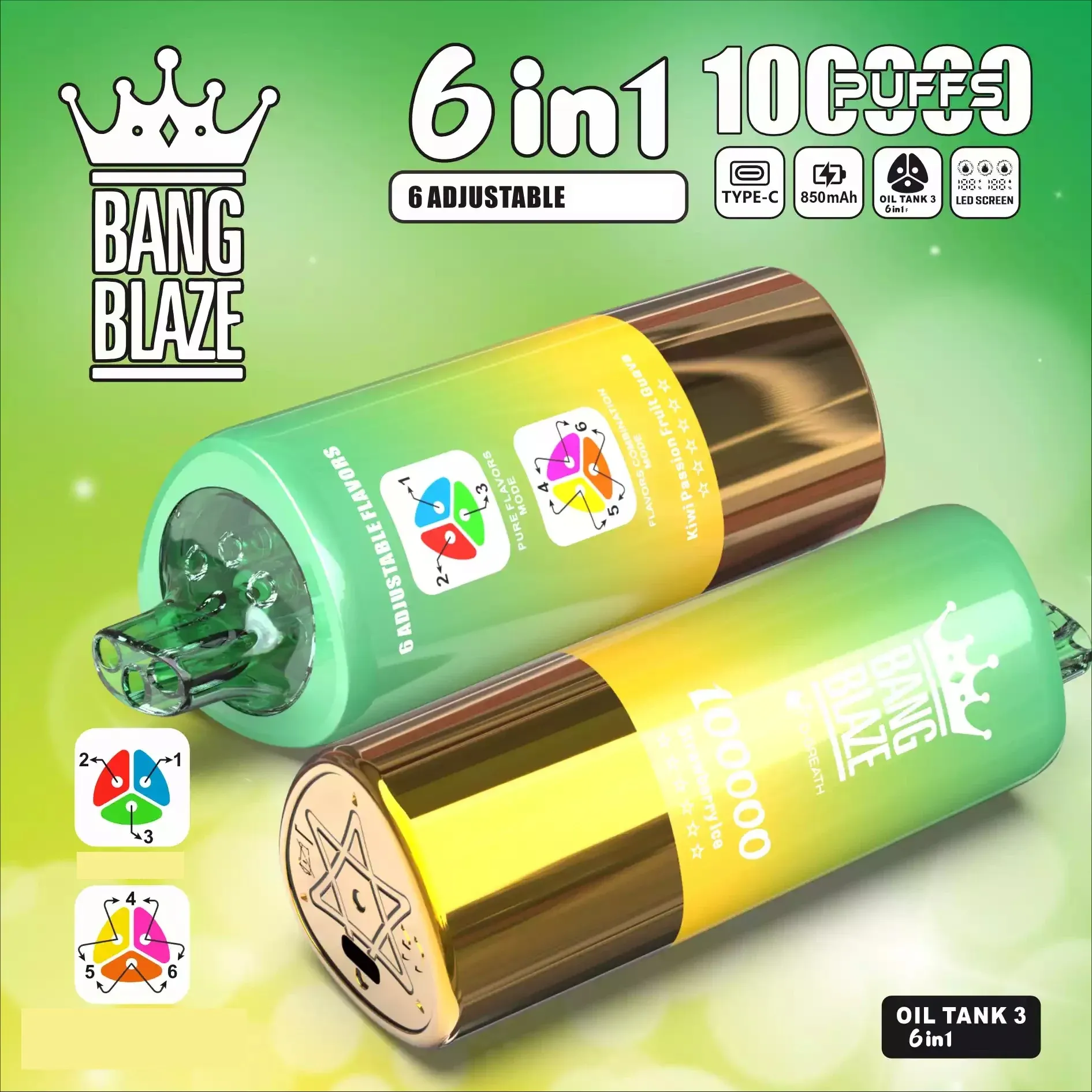 BANG BLAZE 100000 100K Puffs DSK055 – Vaper Desechable Recargable 6 en 1