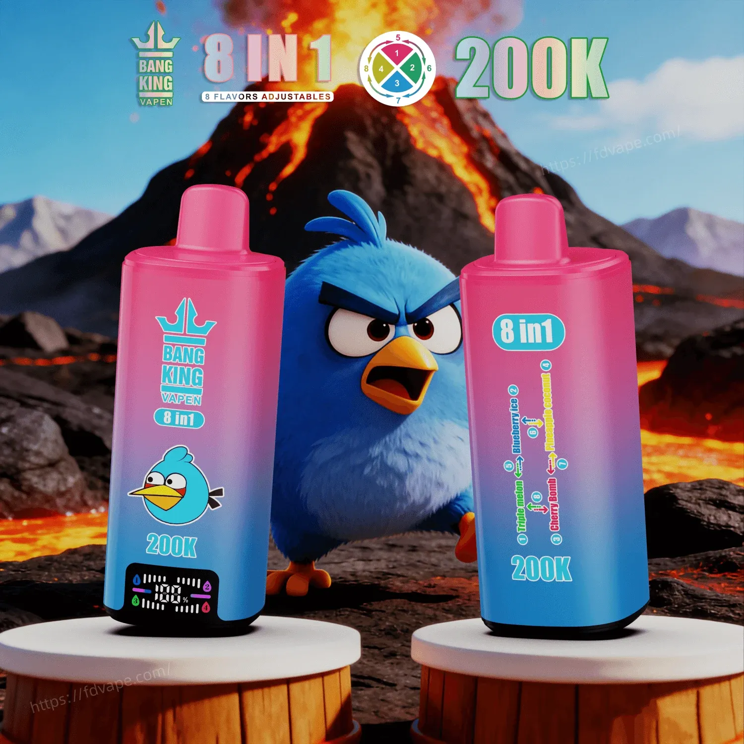 Bang King 200000 200K Puffs | Vaper Desechable 8 en 1 Recargable con Pantalla LED - Imagen 2