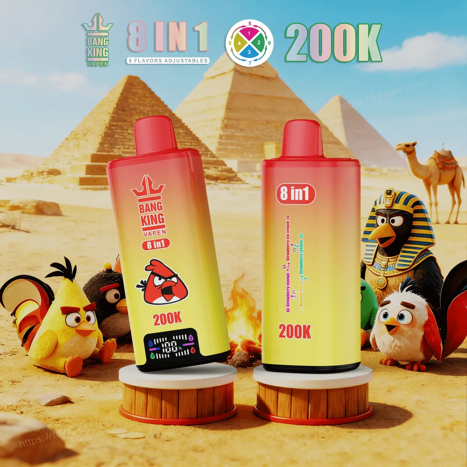 Bang King 200000 200K Puffs | Vaper Desechable 8 en 1 Recargable con Pantalla LED - Imagen 3