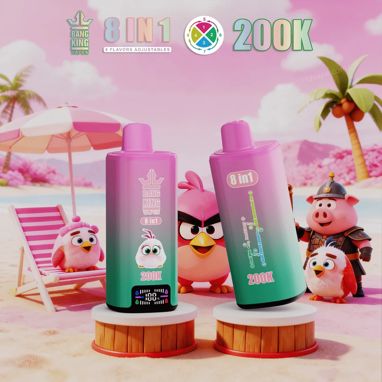 Bang King 200000 200K Puffs | Vaper Desechable 8 en 1 Recargable con Pantalla LED - Imagen 5