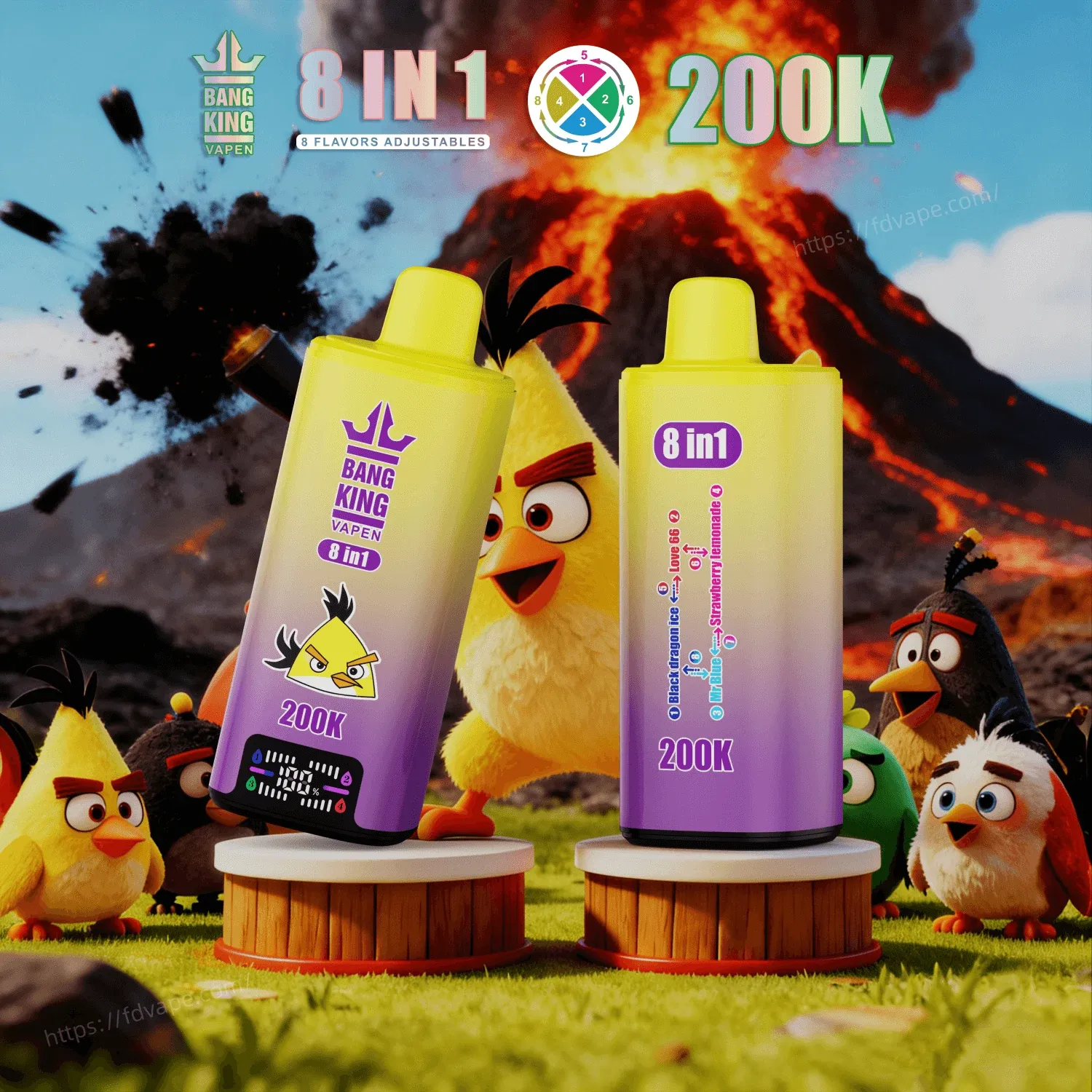 Bang King 200000 200K Puffs | Vaper Desechable 8 en 1 Recargable con Pantalla LED - Imagen 6