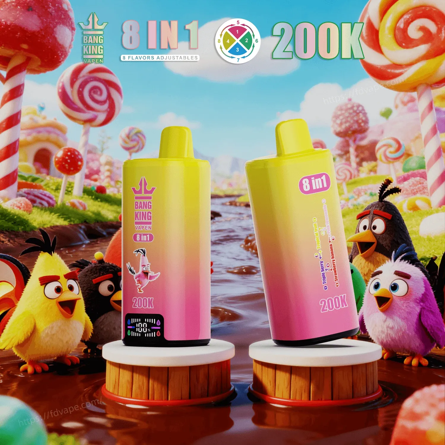 Bang King 200000 200K Puffs | Vaper Desechable 8 en 1 Recargable con Pantalla LED - Imagen 4