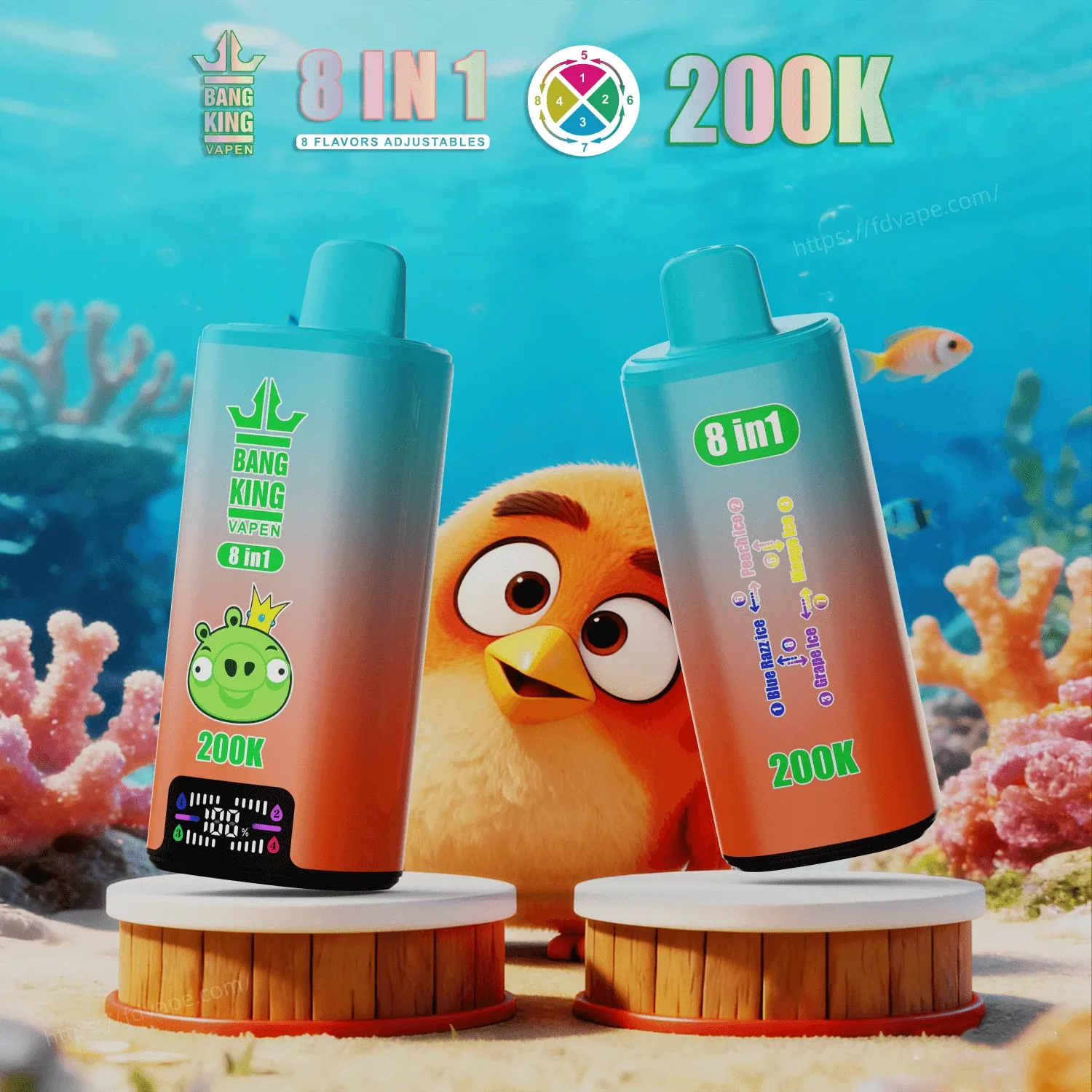 Bang King 200000 200K Puffs | Vaper Desechable 8 en 1 Recargable con Pantalla LED - Imagen 8