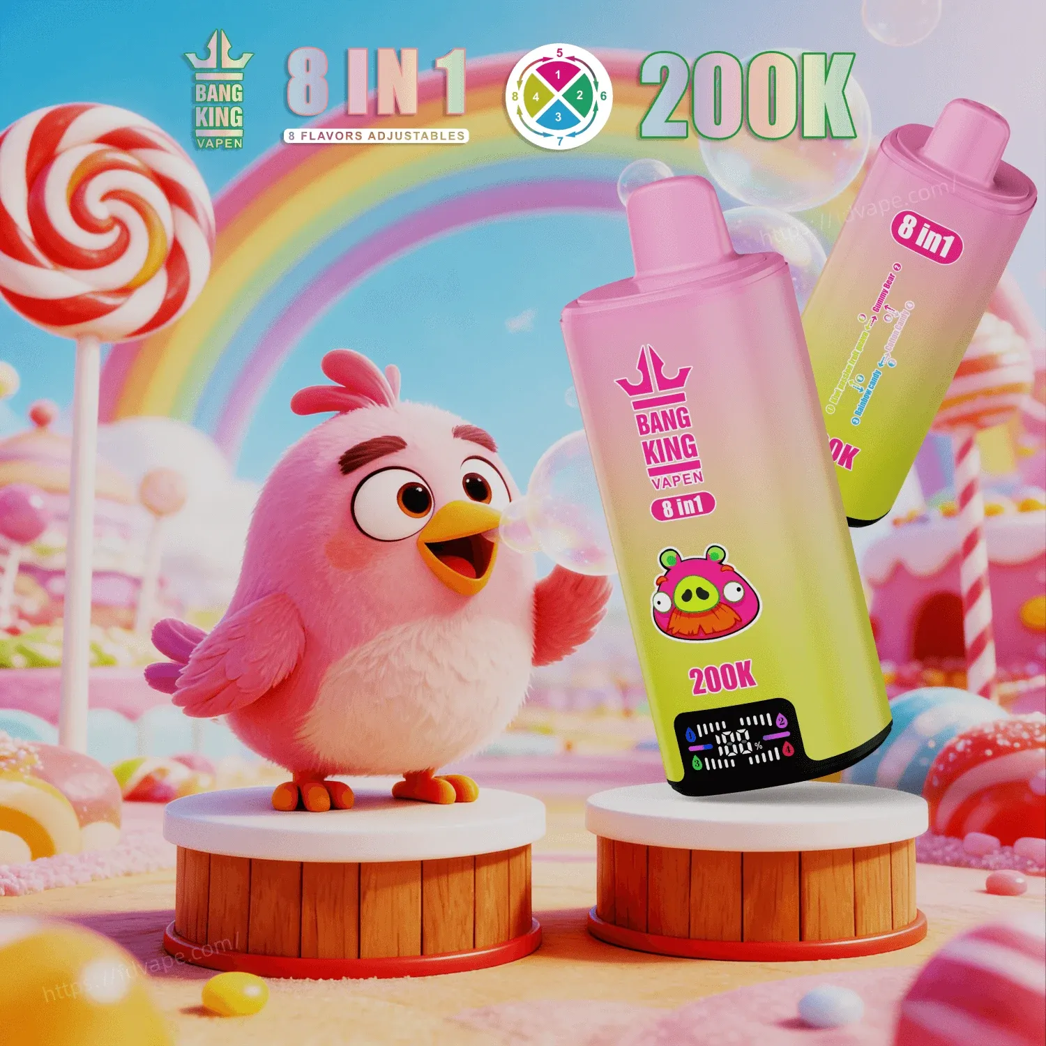 Bang King 200000 200K Puffs | Vaper Desechable 8 en 1 Recargable con Pantalla LED - Imagen 10