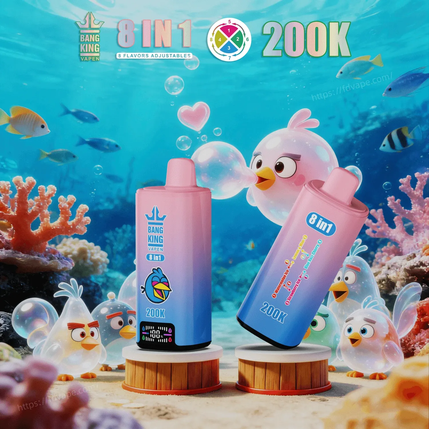 Bang King 200000 200K Puffs | Vaper Desechable 8 en 1 Recargable con Pantalla LED - Imagen 11