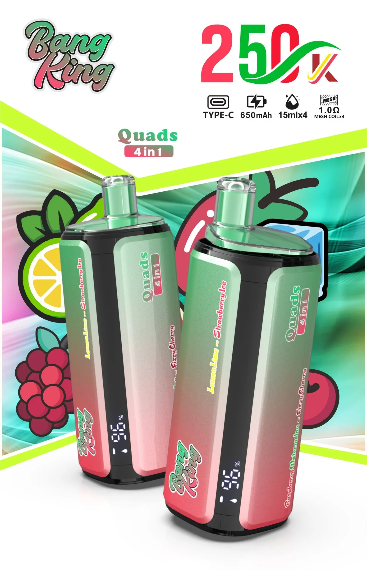 Bang King 250000 Puffs 4 en 1 – Vaper Desechable Recargable de 250.000 Caladas - Imagen 5