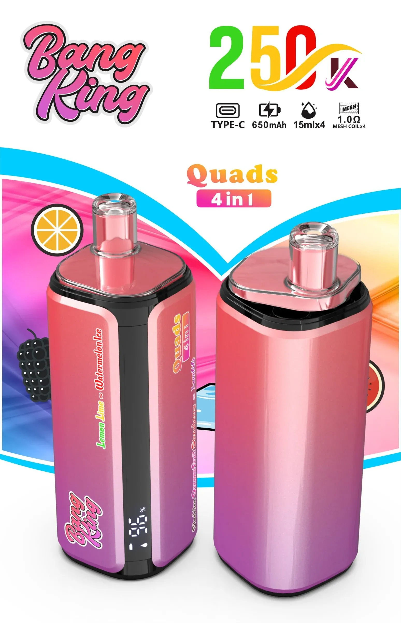 Bang King 250000 Puffs 4 en 1 – Vaper Desechable Recargable de 250.000 Caladas - Imagen 6