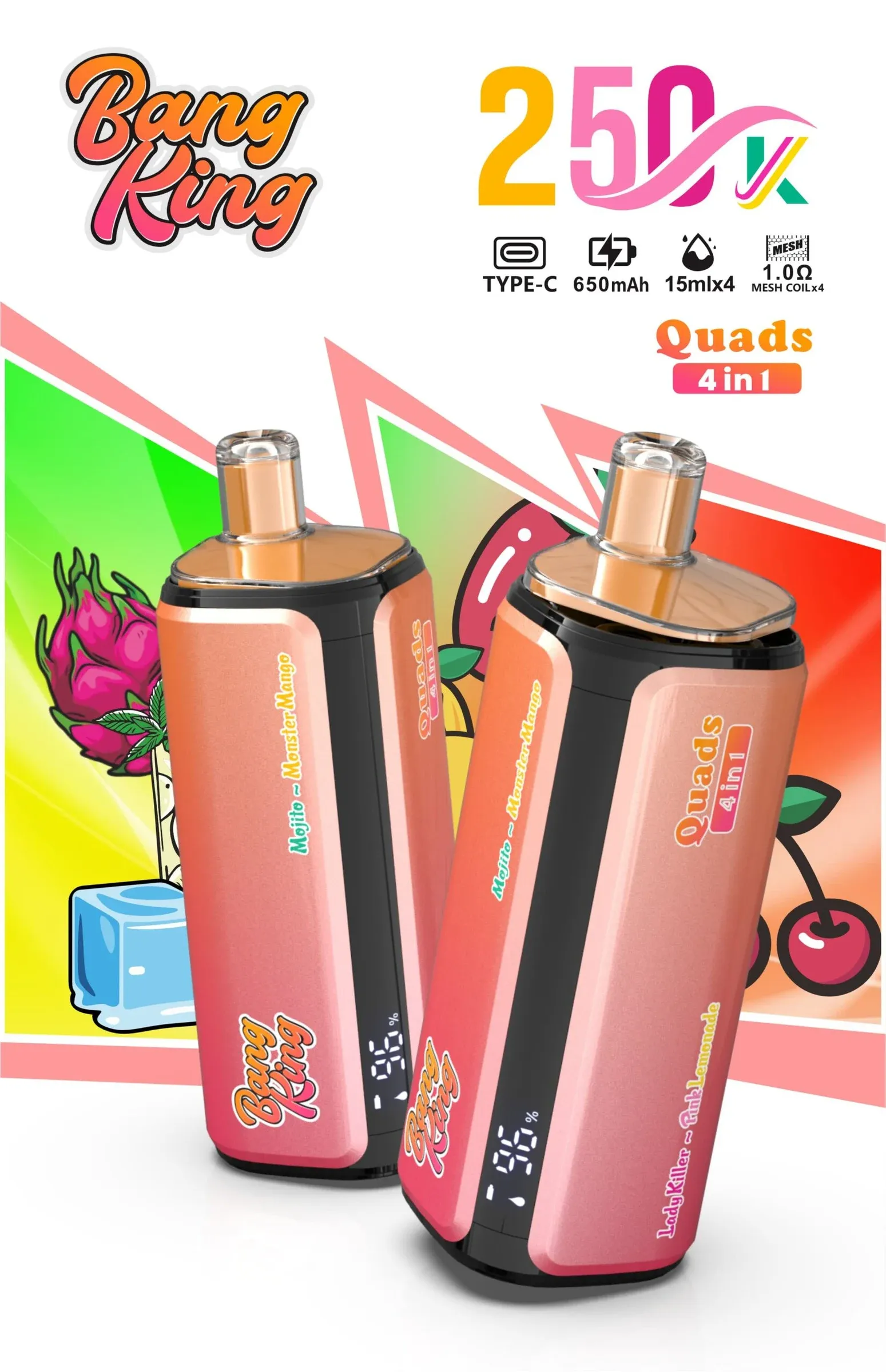 Bang King 250000 Puffs 4 en 1 – Vaper Desechable Recargable de 250.000 Caladas - Imagen 11