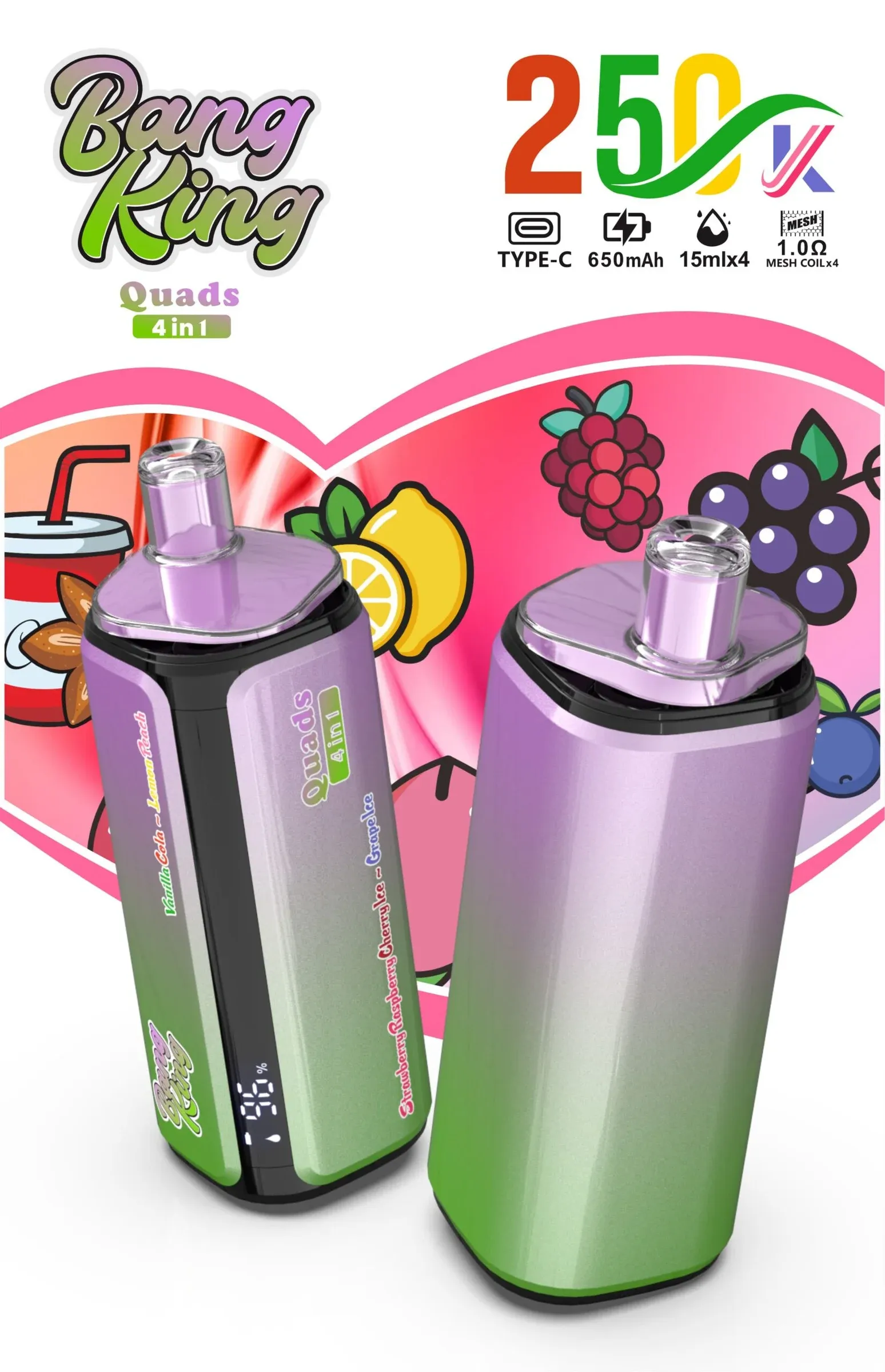 Bang King 250000 Puffs 4 en 1 – Vaper Desechable Recargable de 250.000 Caladas - Imagen 10