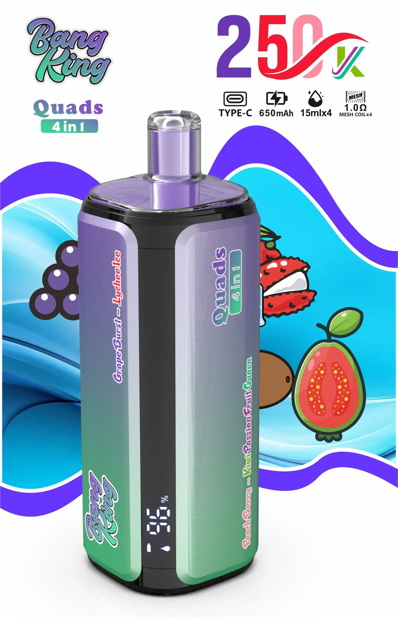 Bang King 250000 Puffs 4 en 1 – Vaper Desechable Recargable de 250.000 Caladas - Imagen 8