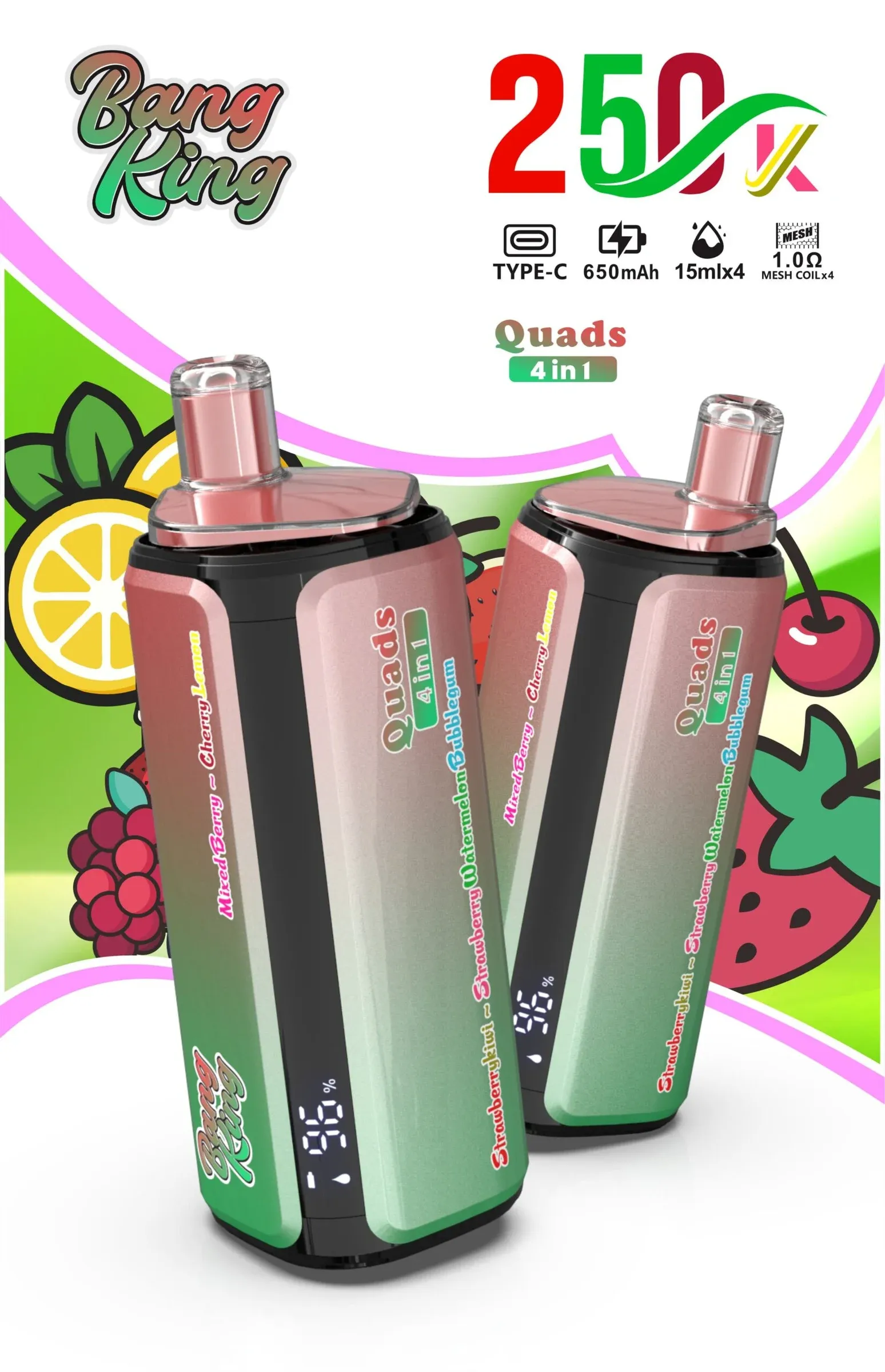 Bang King 250000 Puffs 4 en 1 – Vaper Desechable Recargable de 250.000 Caladas - Imagen 2