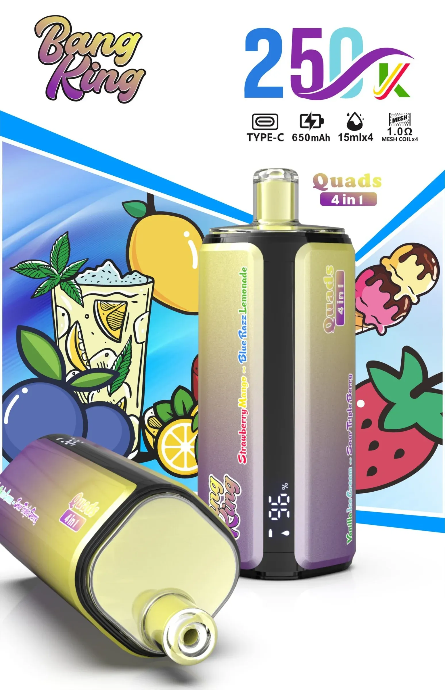 Bang King 250000 Puffs 4 en 1 – Vaper Desechable Recargable de 250.000 Caladas - Imagen 3