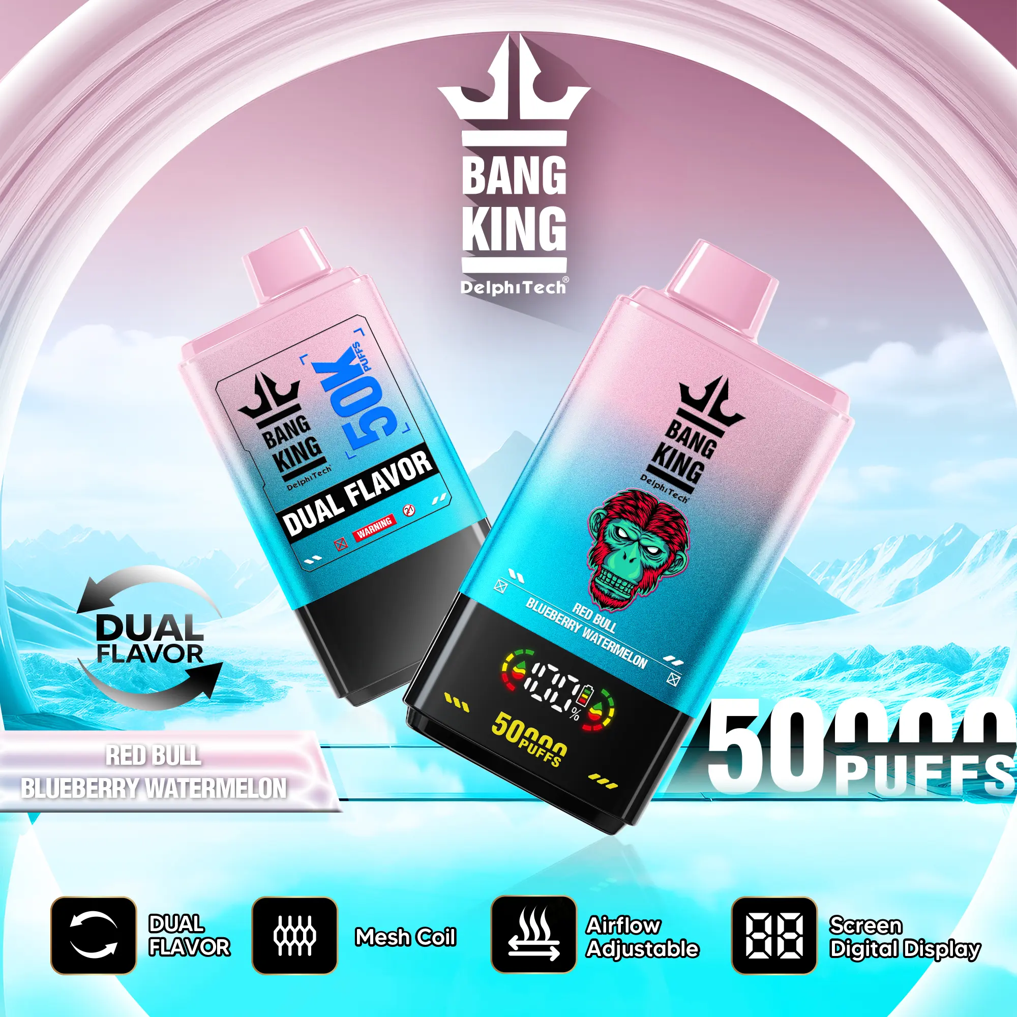 Bang King 50000 - doble sabor Redbull) y Blueberry Watermelon