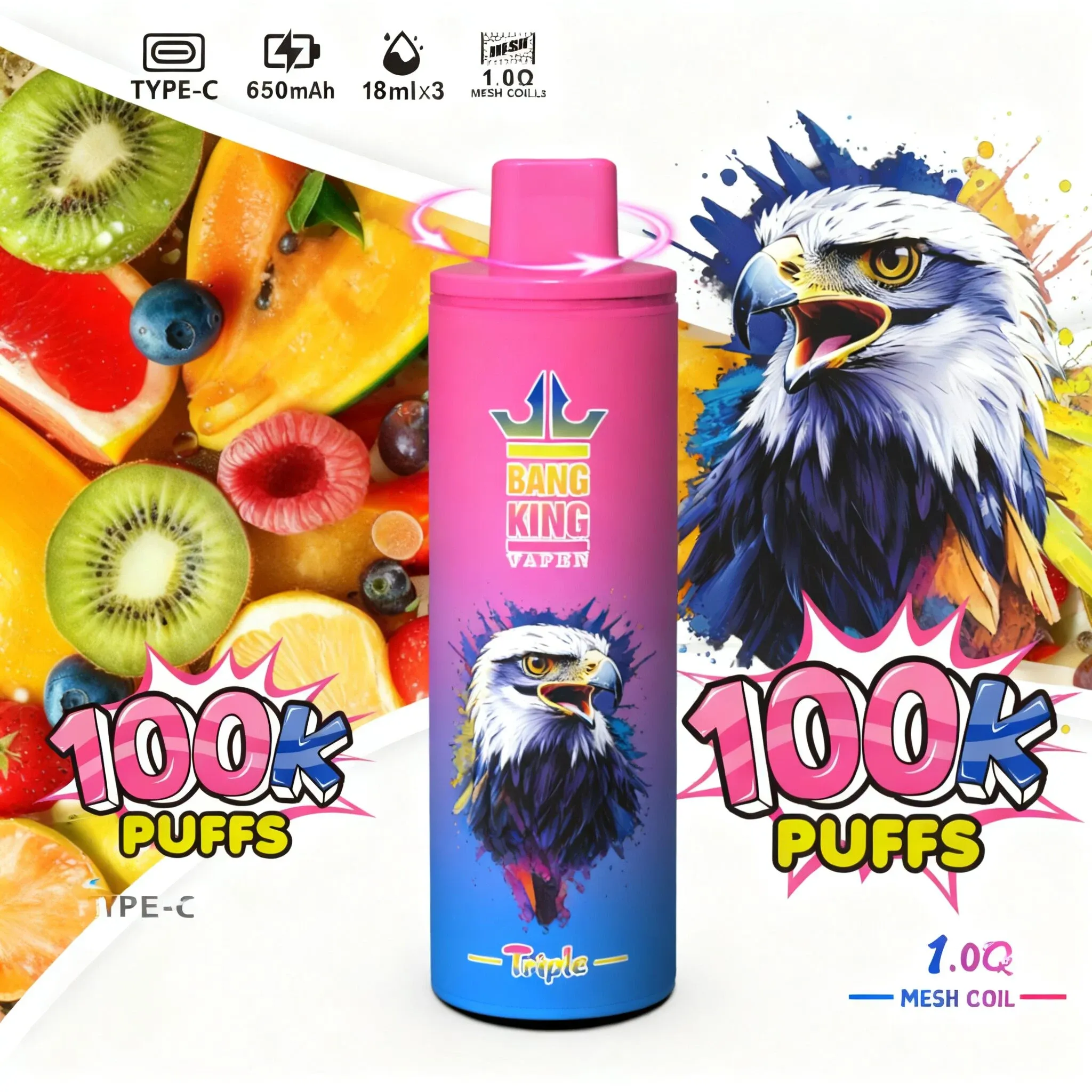 Bang King Triple 100000 Caladas | Vaper Desechable Recargable 3 en 1 (54 ml) - Imagen 10