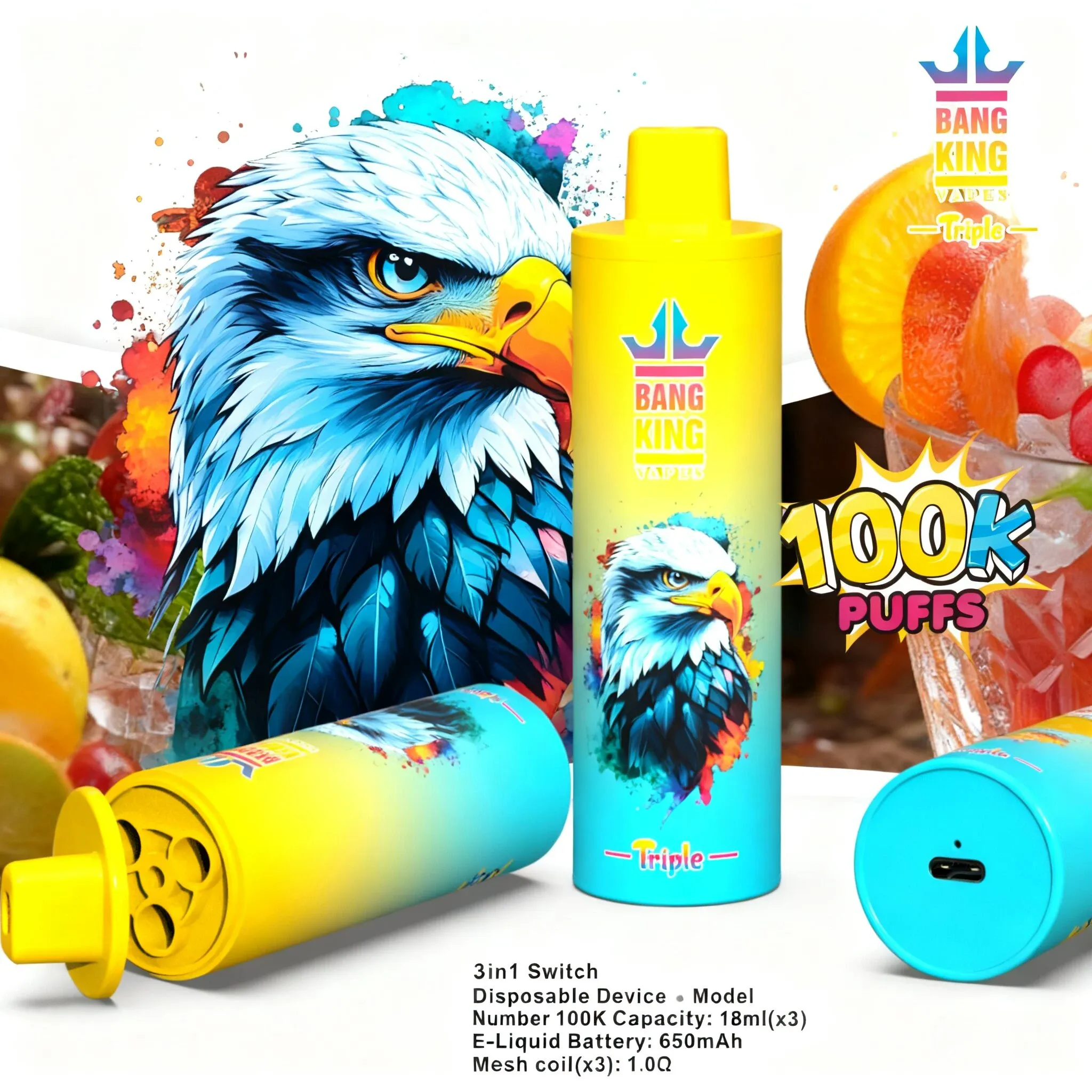 Bang King Triple 100000 Caladas | Vaper Desechable Recargable 3 en 1 (54 ml) - Imagen 7