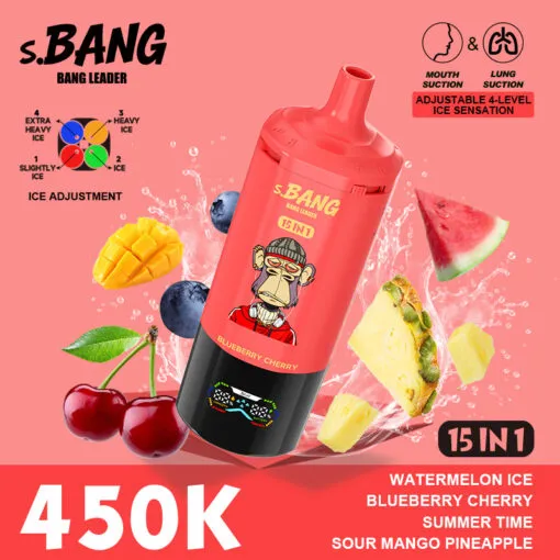 Vaper desechable BANG LEADER 450000 puffs 15 en 1 sabor Watermelon Ice, Blueberry Cherry, Summer Time, Sour Mango y Pineapple