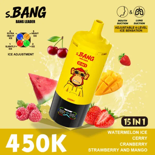 Vaper desechable BANG LEADER 450000 puffs 15 en 1 sabor Watermelon Ice, Cranberry y Strawberry Mango