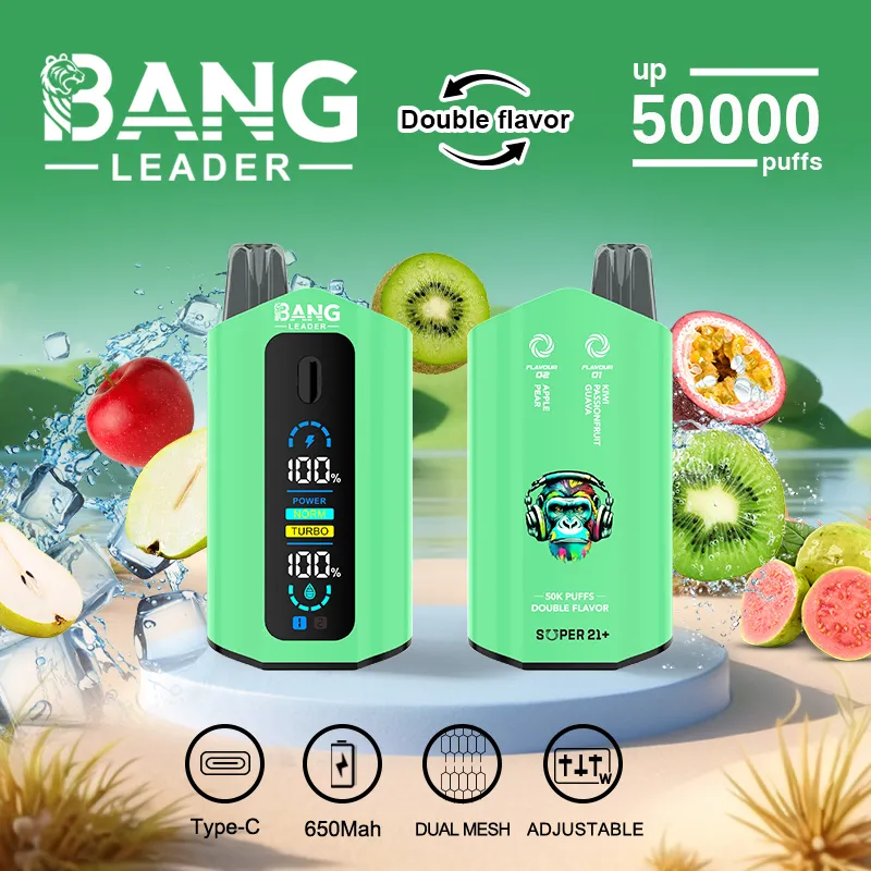Bang Leader 50000 - doble sabor Apple Pear y Kiwi Passionfruit Guava