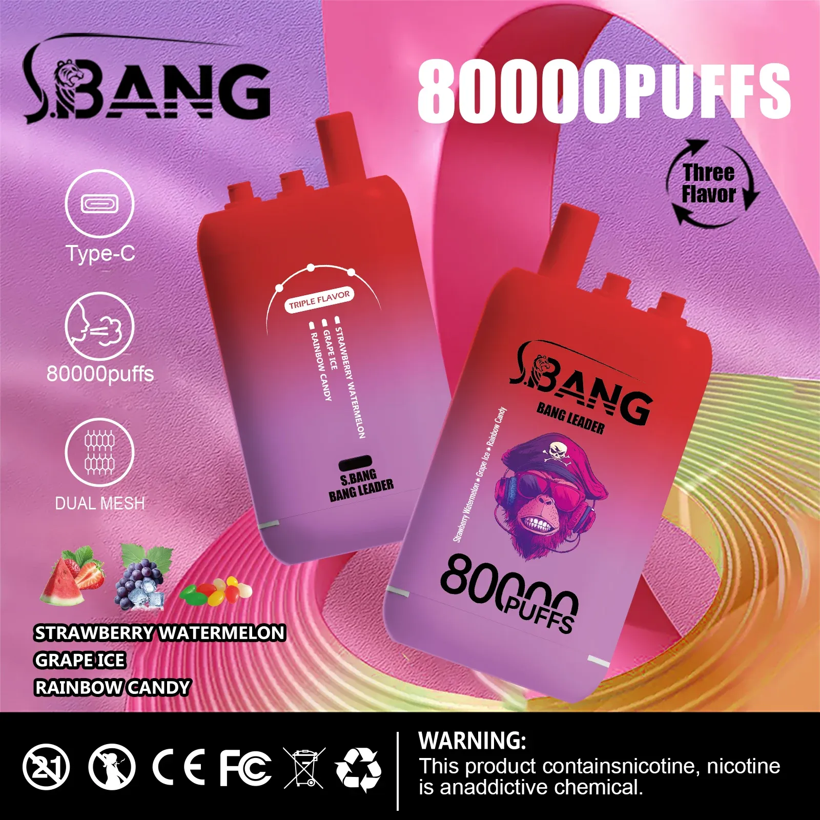 Bang Leader 80000 Caladas | Vaper Desechable Recargable 3 en 1 (78 ml) - Imagen 7