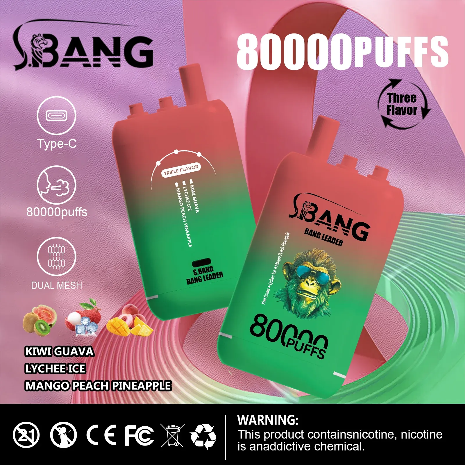 Bang Leader 80000 Caladas | Vaper Desechable Recargable 3 en 1 (78 ml) - Imagen 8