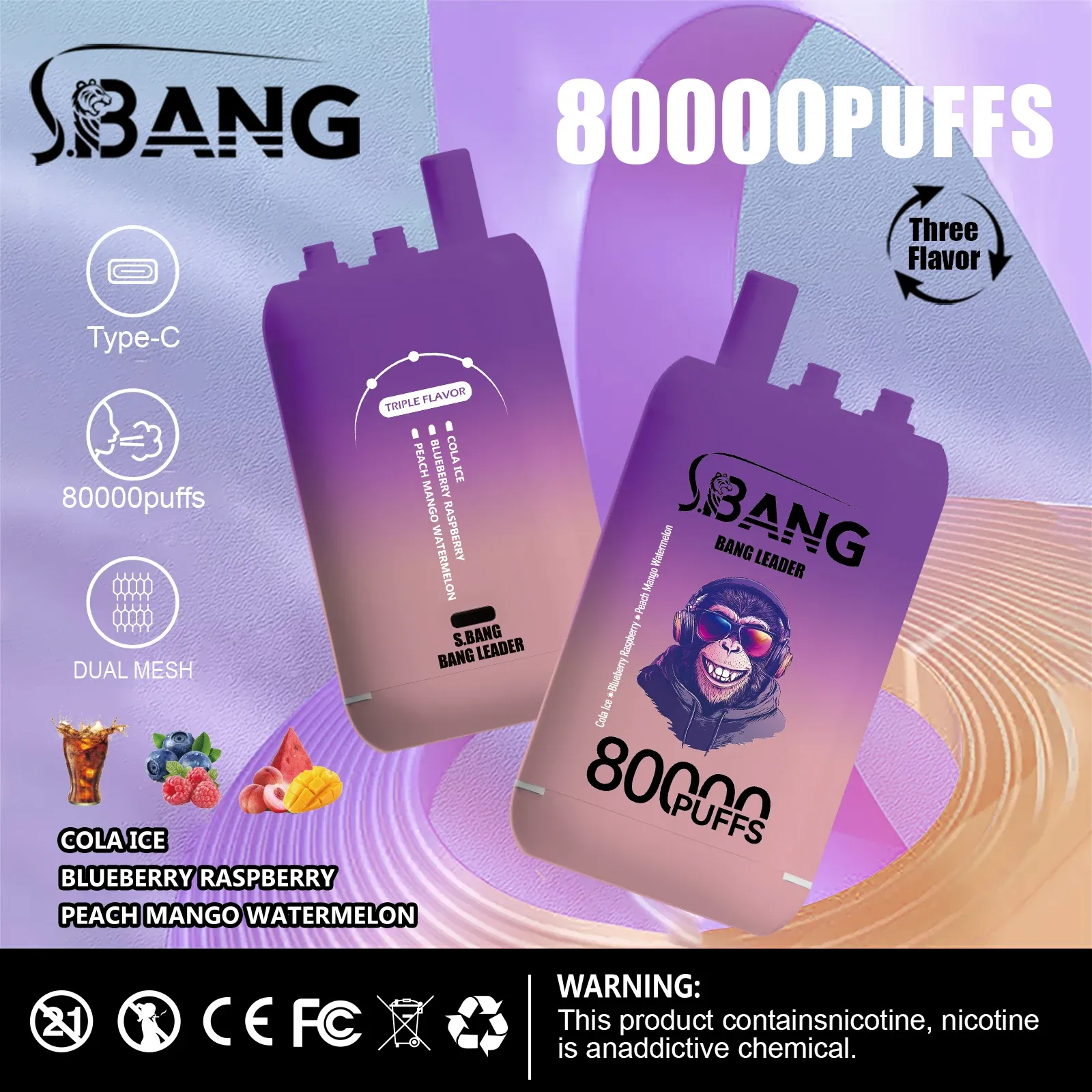 Bang Leader 80000 Caladas | Vaper Desechable Recargable 3 en 1 (78 ml) - Imagen 9