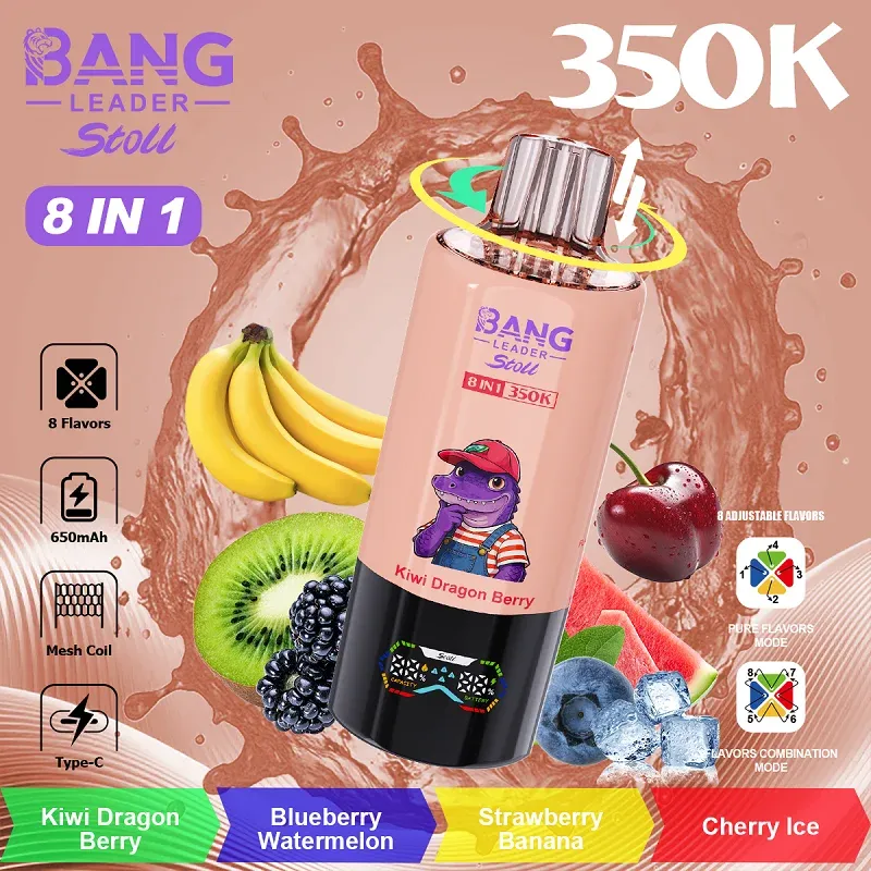 Vaper desechable BANG LEADER STOLL 350000 puffs 8 en 1 sabor Kiwi Dragon Berry y Blueberry Watermelon