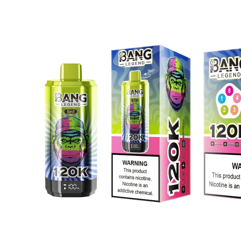 Bang Legend 120K 5 en 1, vista 5 del vaper desechable recargable de 120.000 caladas con flujo de aire regulable