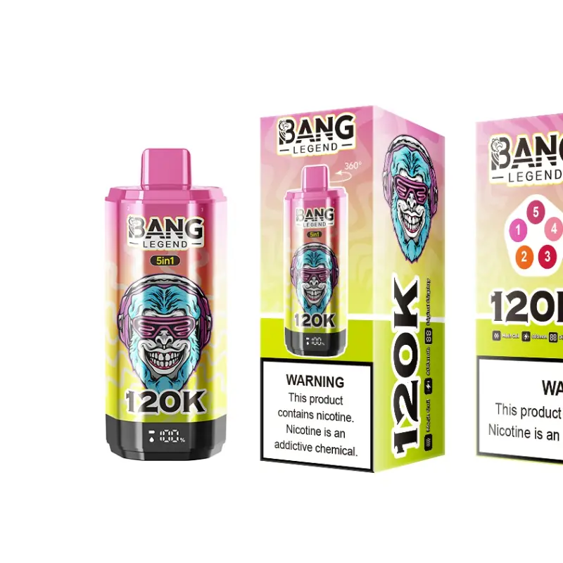Bang Legend 120K 5 en 1, vista general: vaper desechable recargable de 120.000 caladas con selector de 5 sabores
