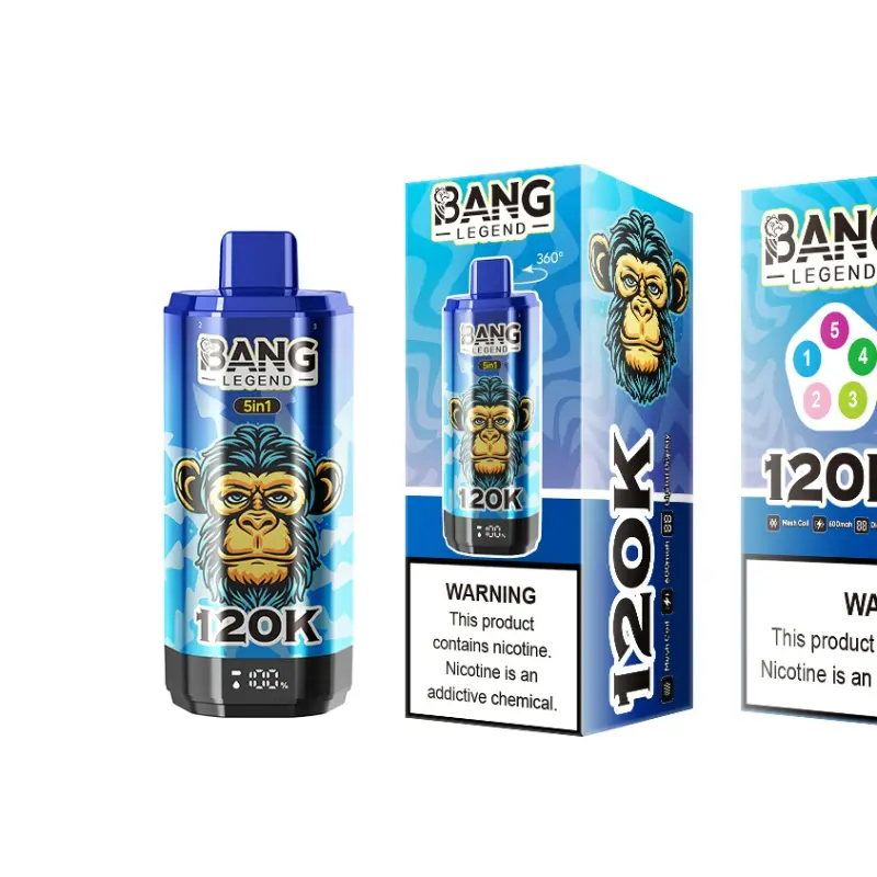 Bang Legend 120K 5 en 1, vaper desechable de 120.000 caladas con selector de 5 sabores y resistencia de malla premium