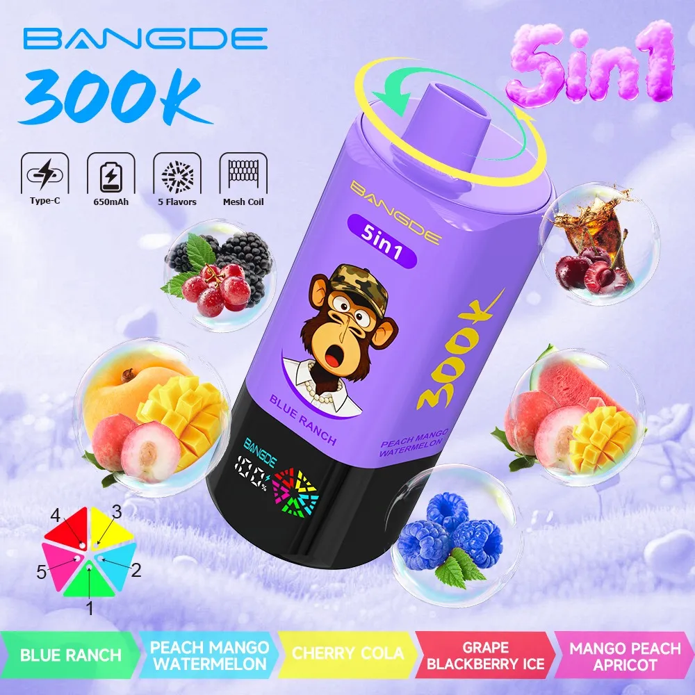 Bangde 300000 5 en 1 - sabores Blue Ranch y Peach Mango Watermelon