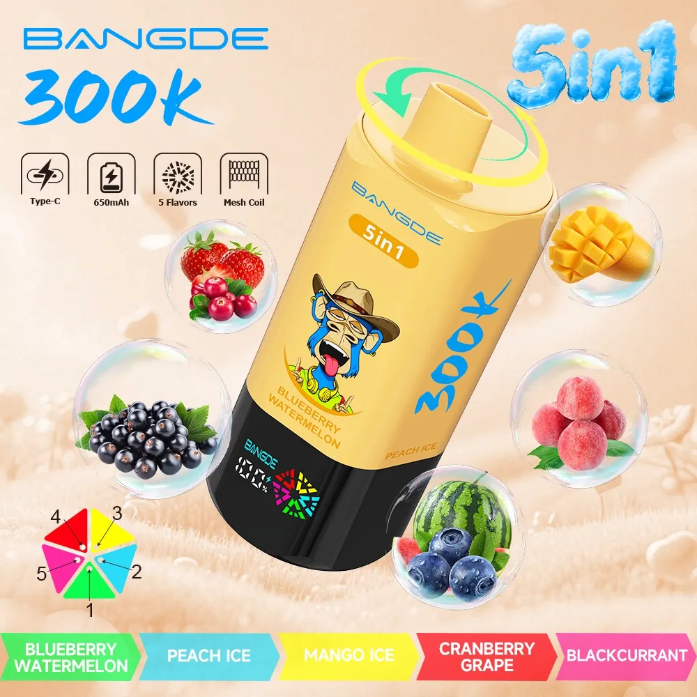 Bangde 300000 5 en 1 - sabores Blueberry Watermelon y Peach Ice