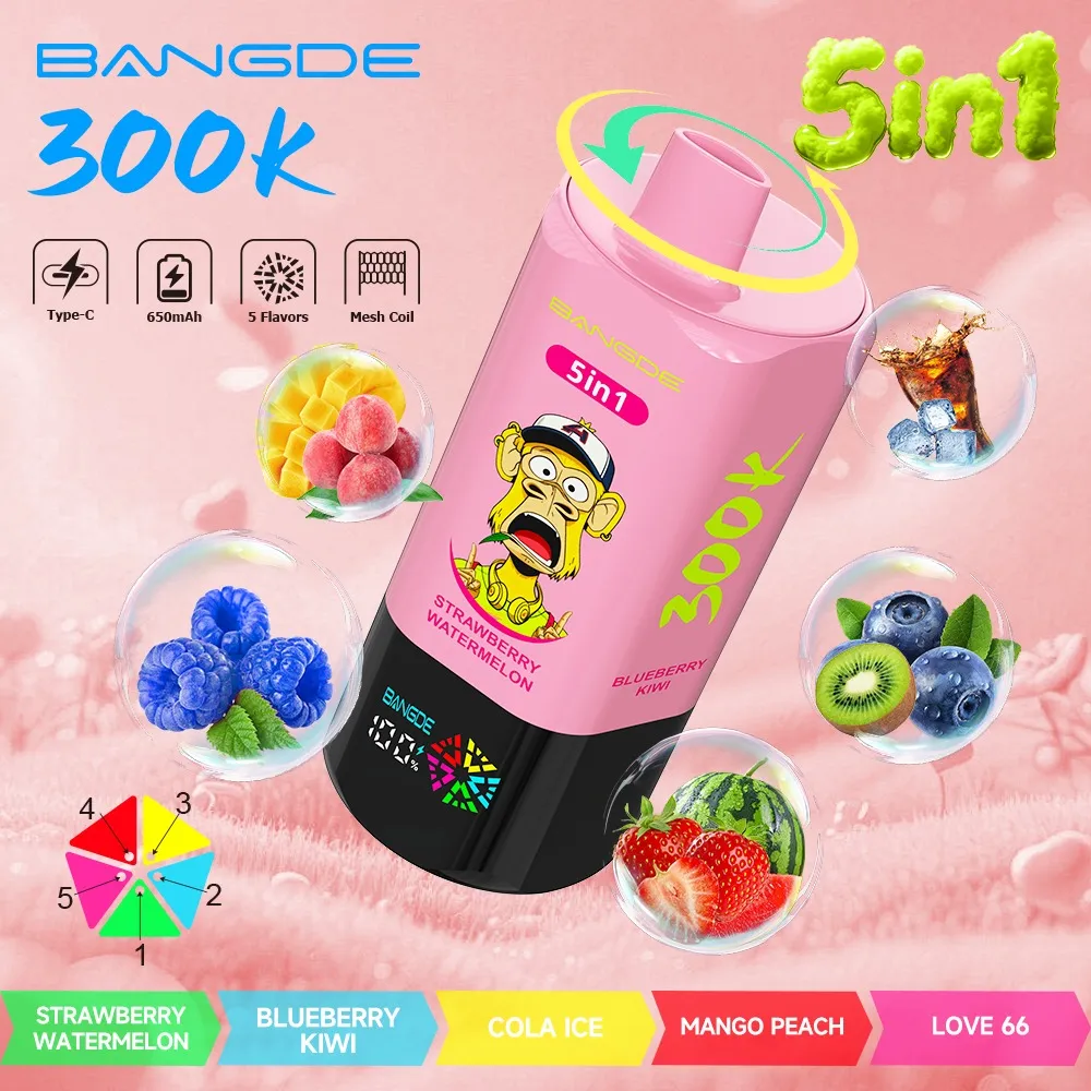 Bangde 300000 5 en 1 - sabores Strawberry Watermelon y Blueberry Kiwi