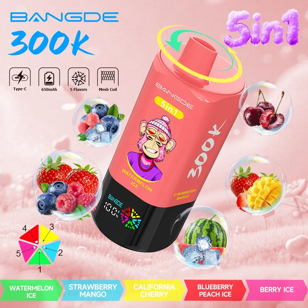 Bangde 300000 5 en 1 - sabores Watermelon Ice y Strawberry Mango