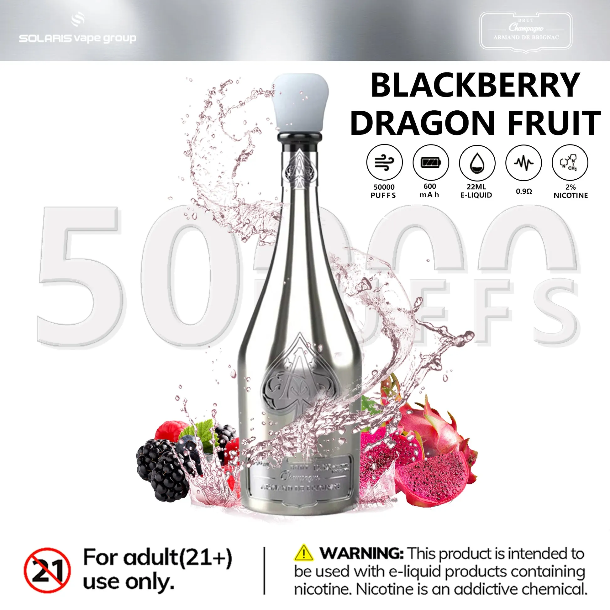 Solaris Champagne 50K – sabor Blackberry Dragon Fruit