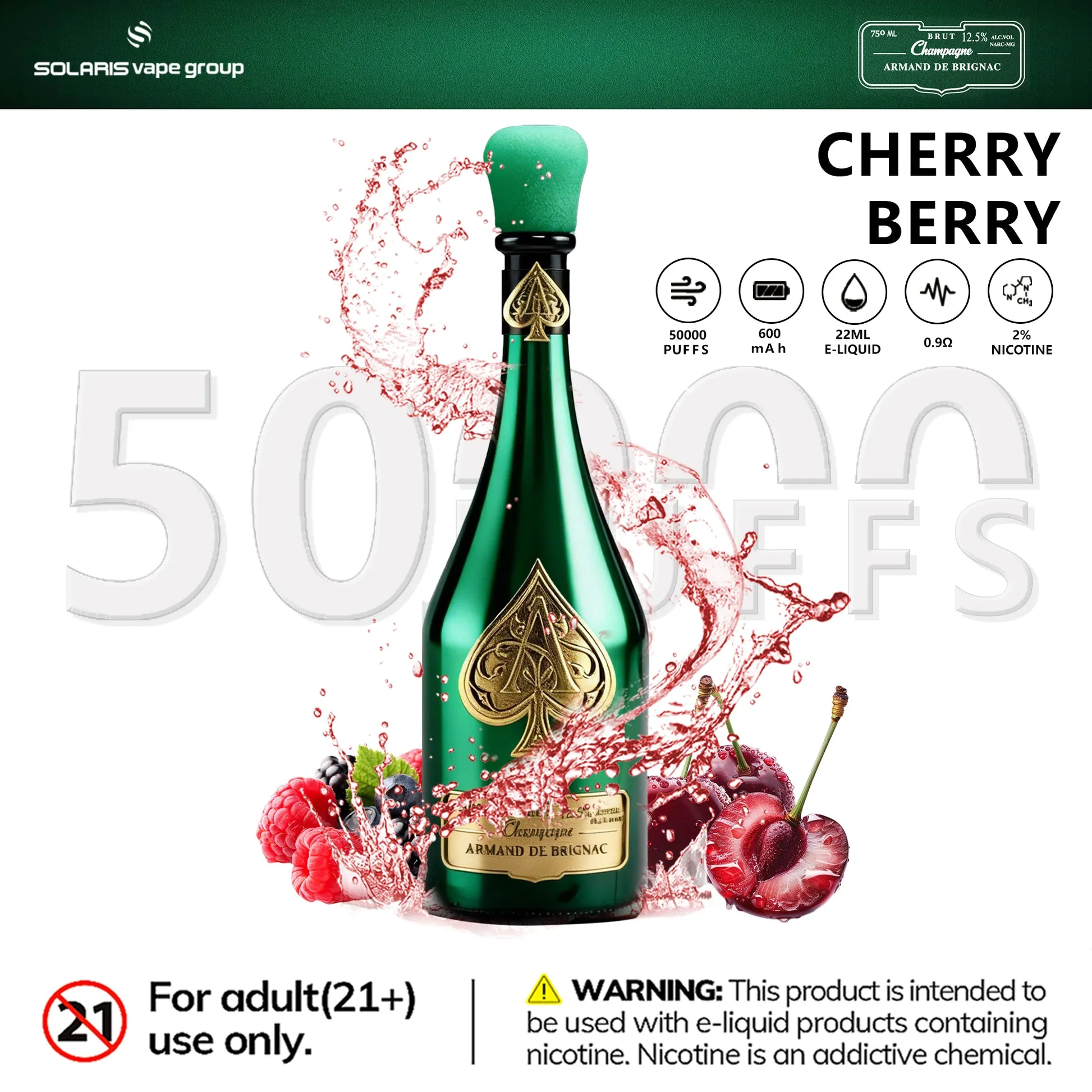 Solaris Champagne 50K – sabor Cherry Berry