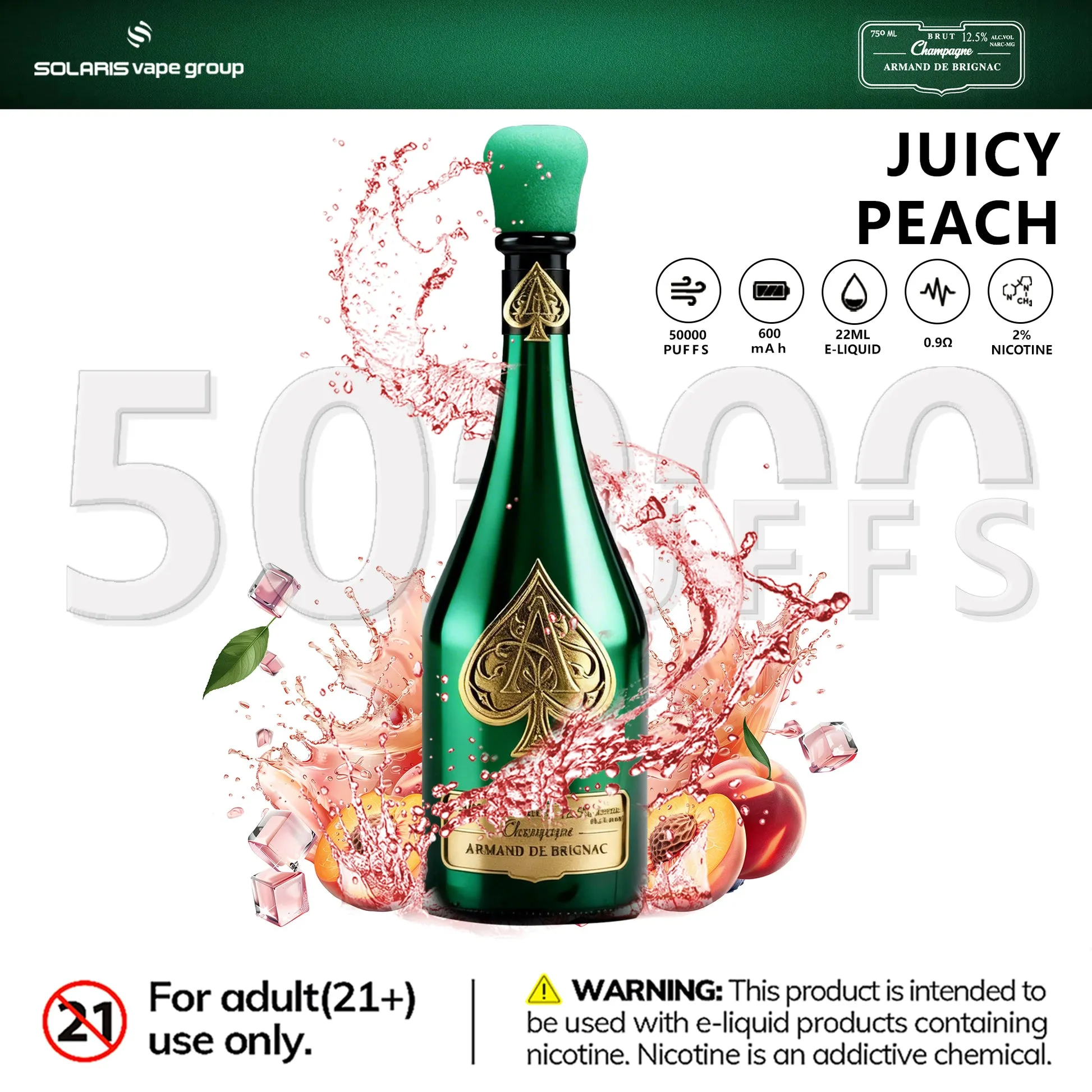 Solaris Champagne 50K – sabor Juicy Peach