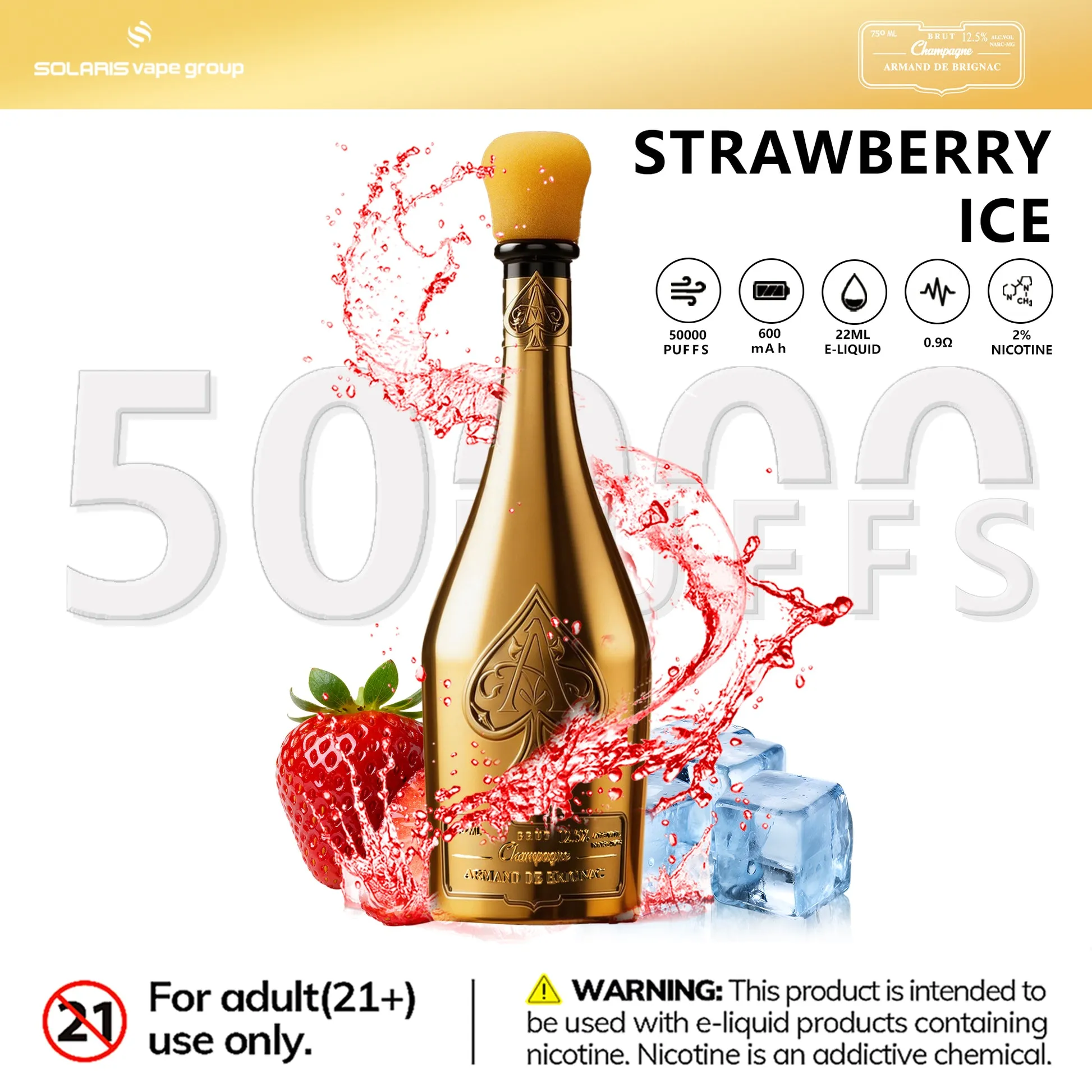 Solaris Champagne 50K – sabor Strawberry Ice