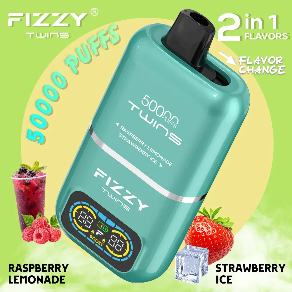 Vaper desechable FIZZY TWINS 50000 puffs sabor Raspberry Lemonade y Strawberry Ice