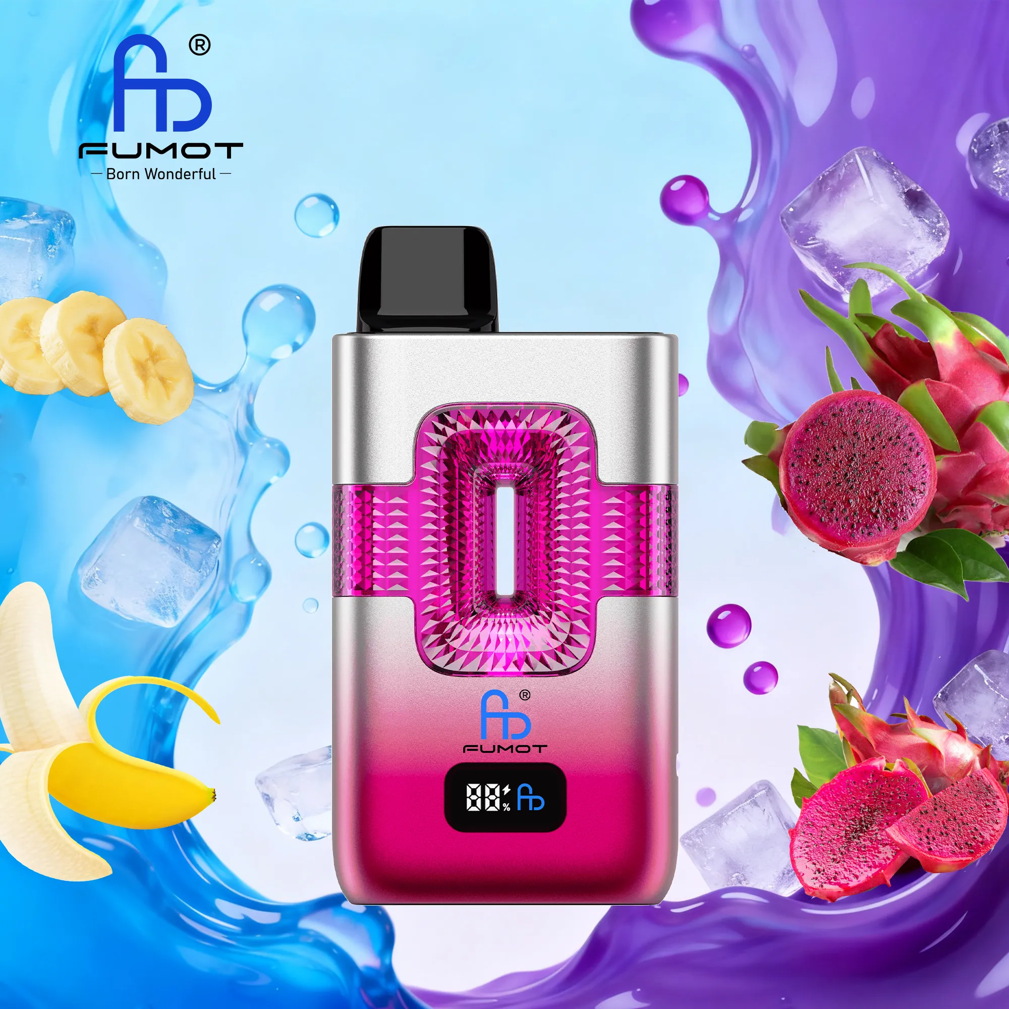 Vaper desechable FUMOT 50000 puffs sabor Banana Ice y Black Dragon Ice
