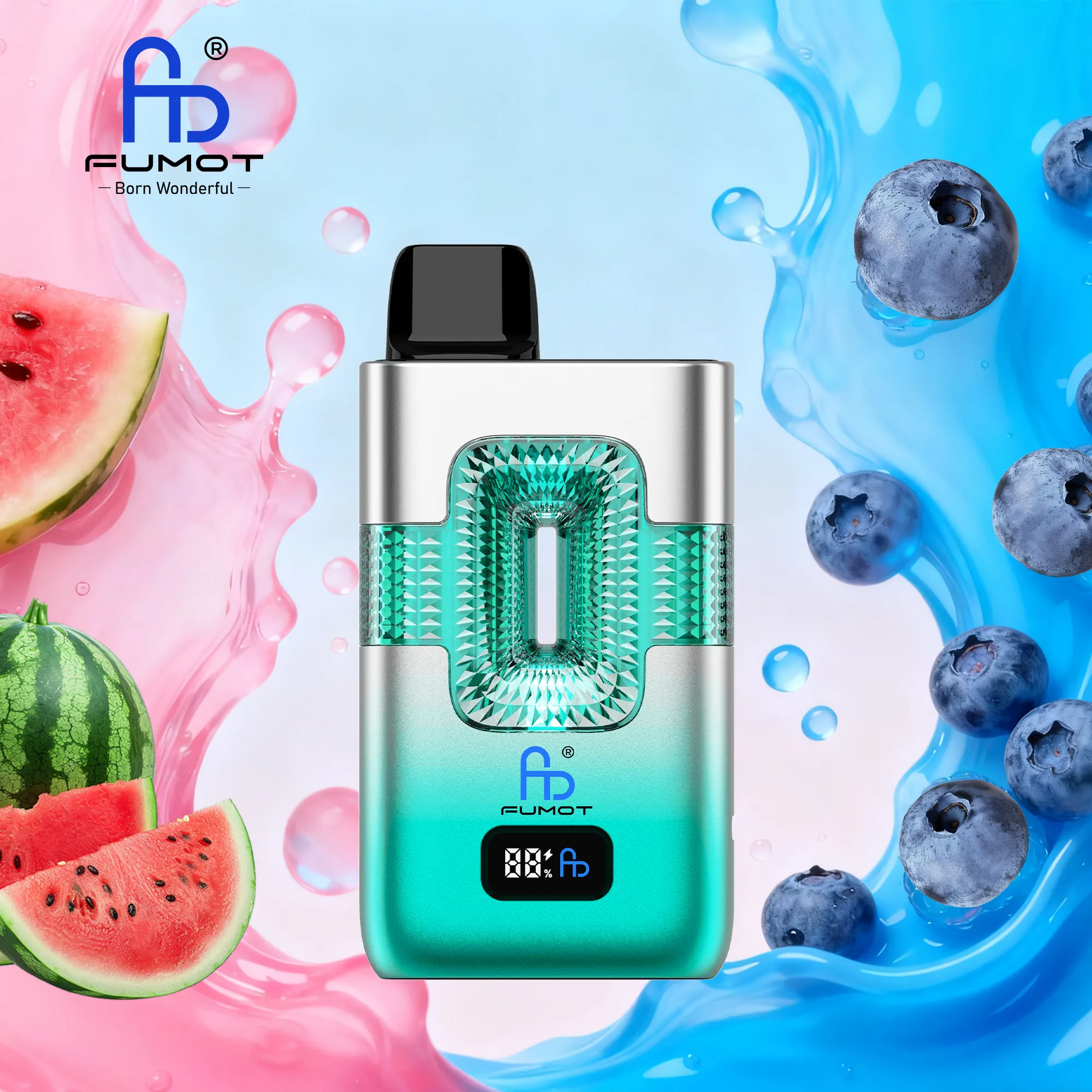 Vaper desechable FUMOT 50000 puffs sabor Blueberry Hubba Bubba y Watermelon Hubba Bubba