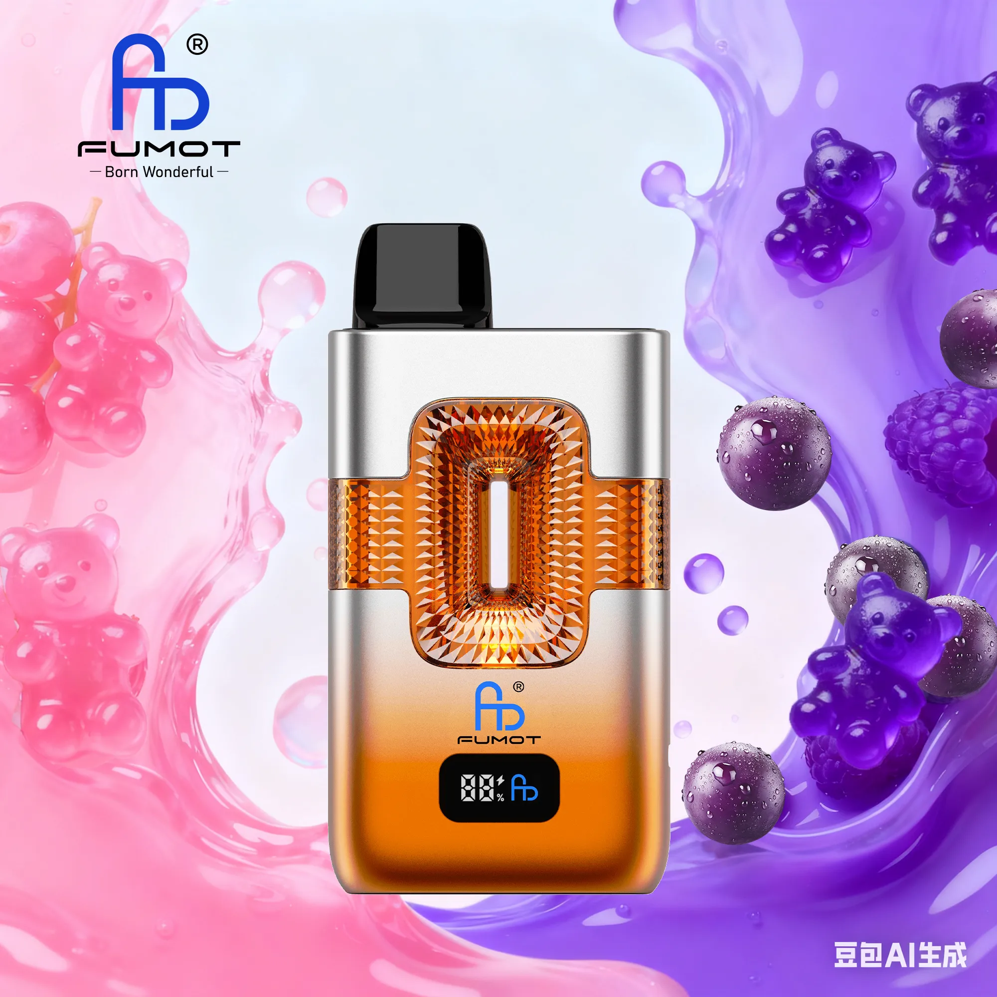 Vaper desechable FUMOT 50000 puffs sabor Grape Gummy Bear y Strawberry Gummy Bear