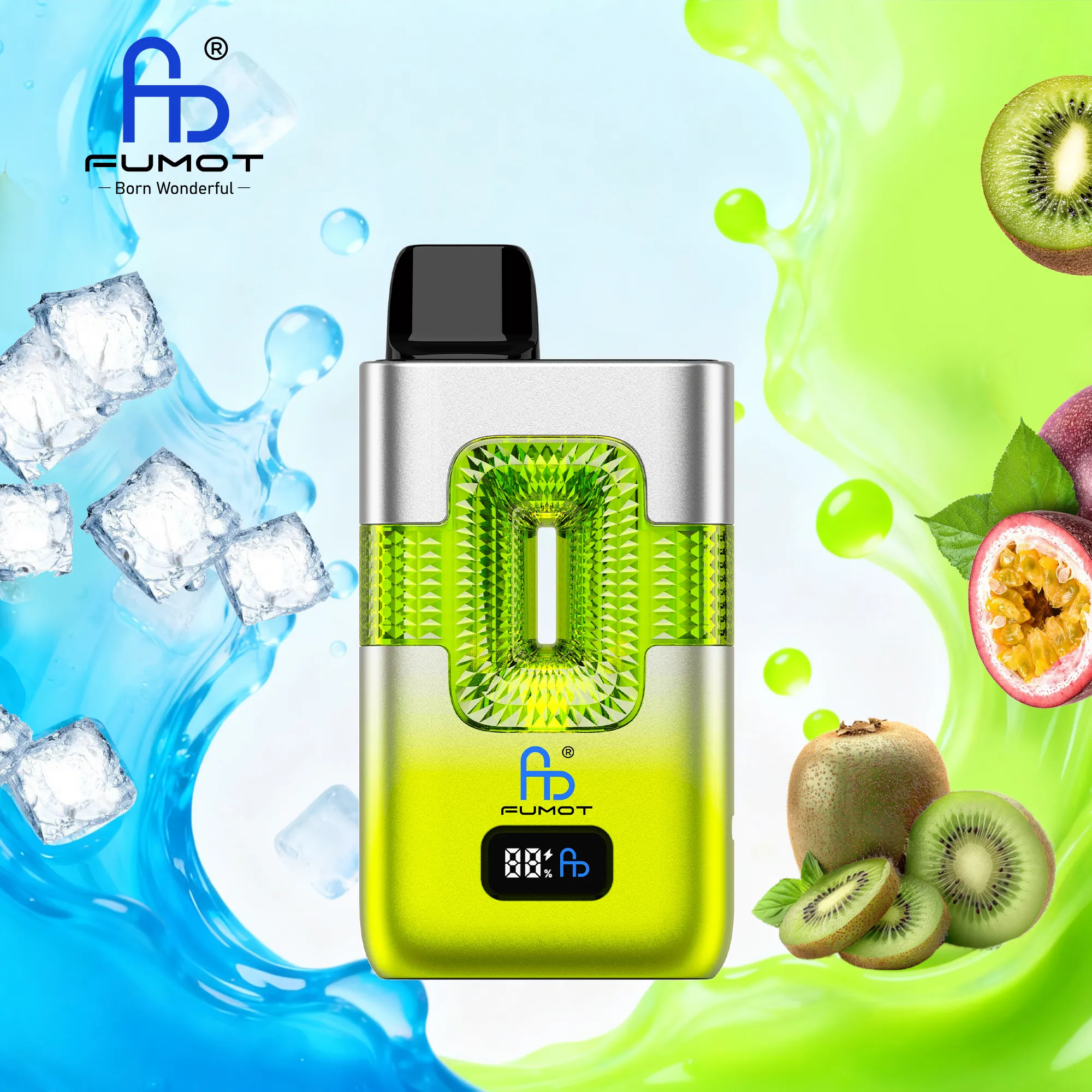 Vaper desechable FUMOT 50000 puffs sabor Ice Pop y Kiwi Passion Fruit Guava